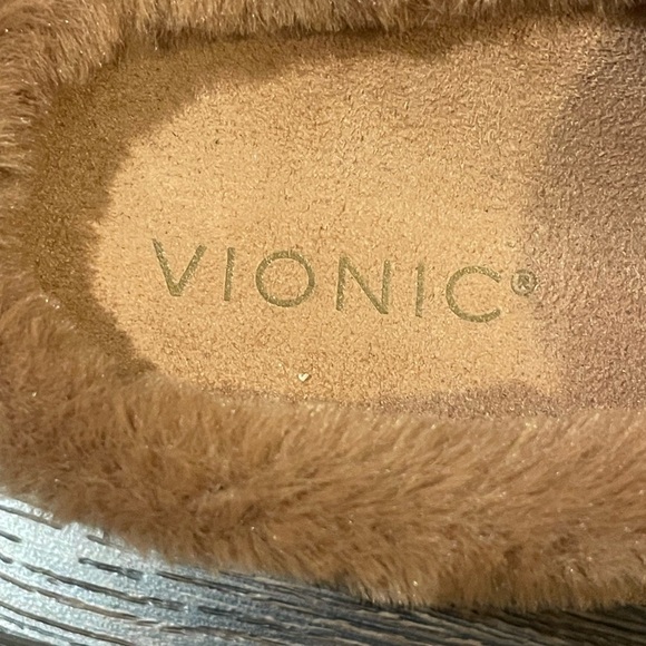 Vionic Kailen Faux Fur Shearling Mules Comfort Orthotic Comfy Fuzzy in Toffee 10 - Picture 10 of 12